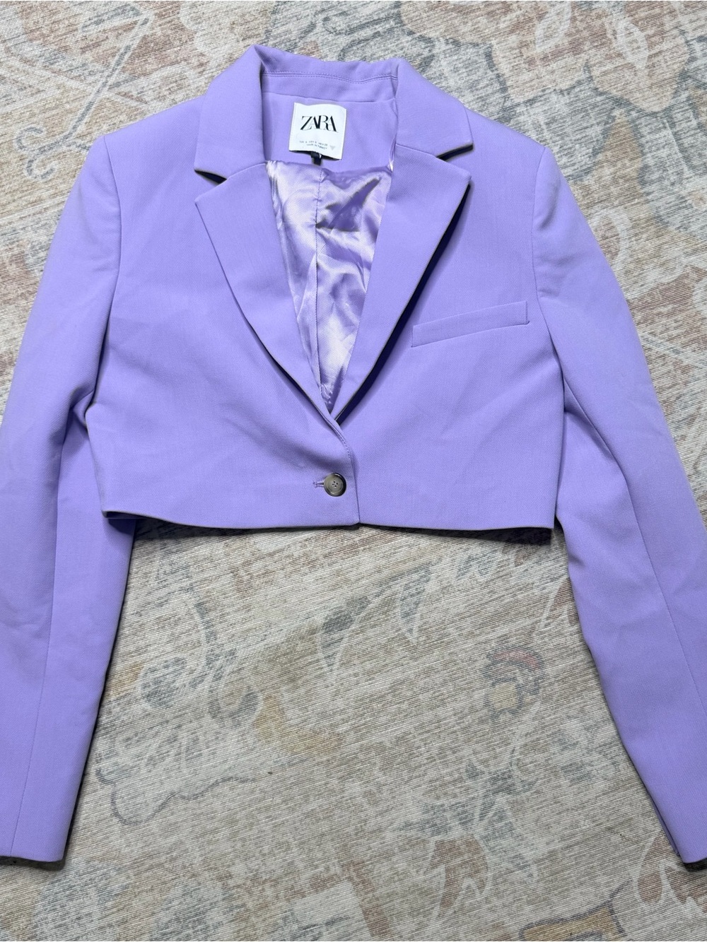 ZARA Lilac Cropped Blazer Jacket